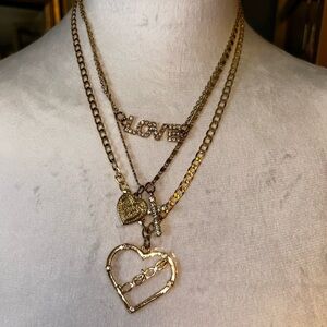 Gold Bebe layered Pendant Necklace Set